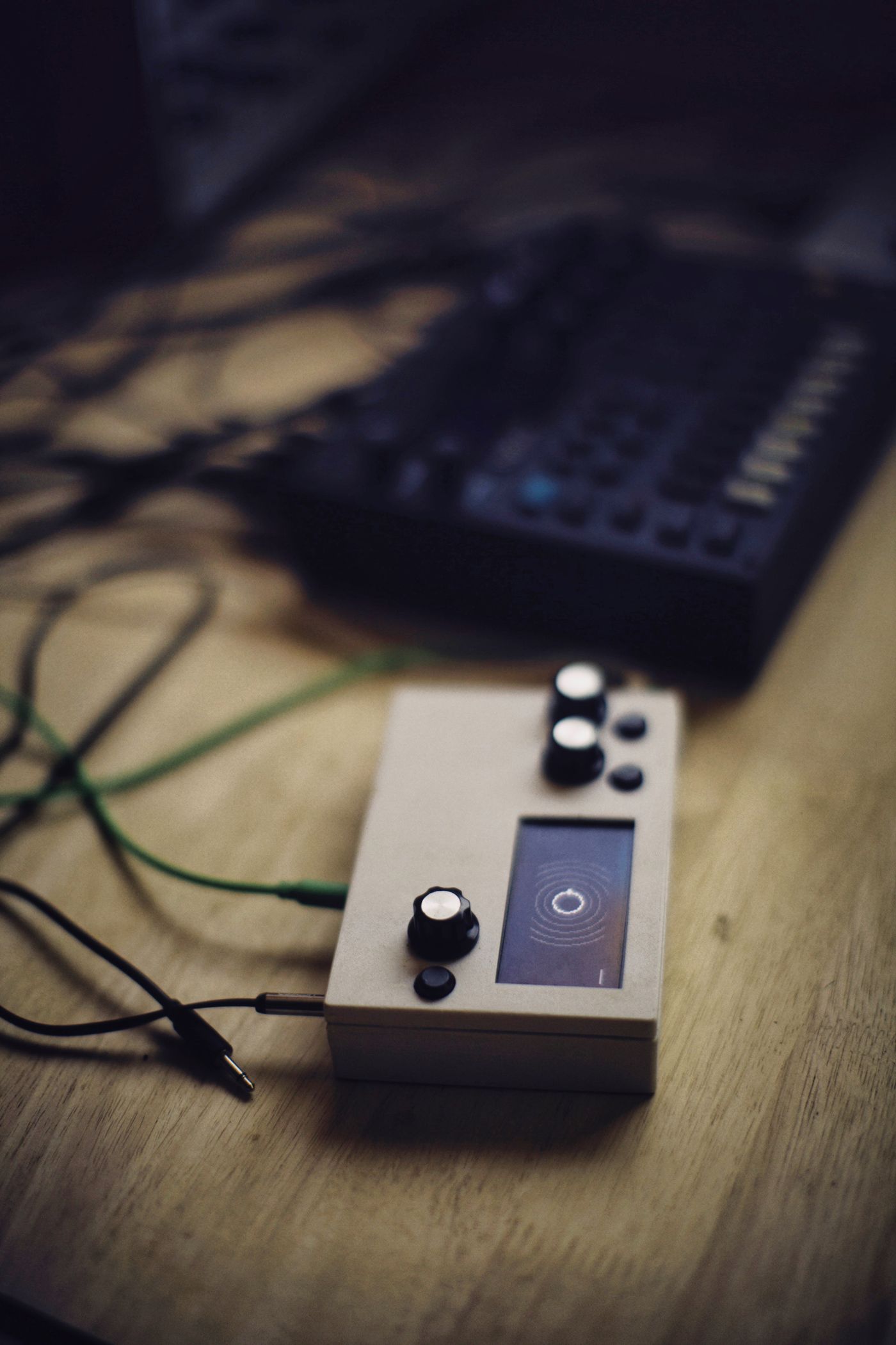 Audio equipment and a mixer on a studio desk